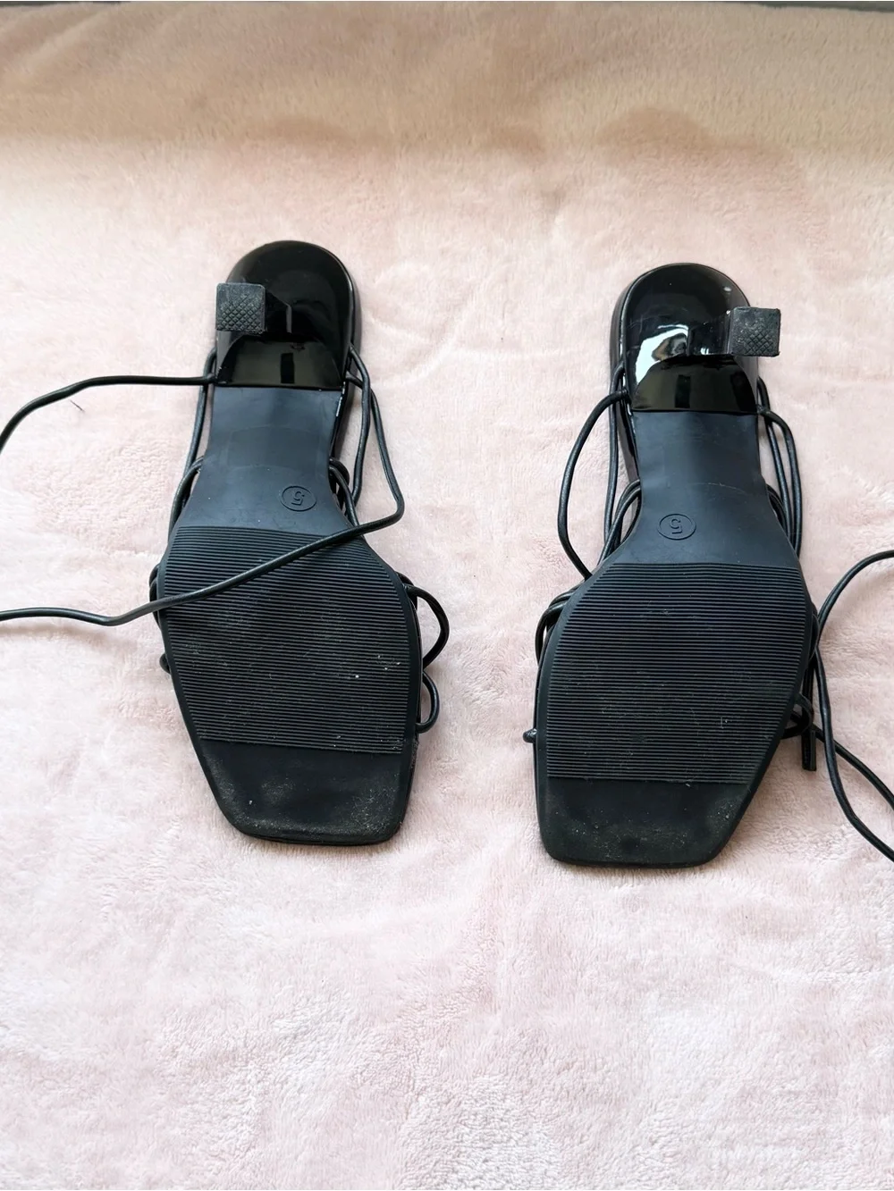 Wild Pair Black Strappy Lace-Up Heeled Sandals